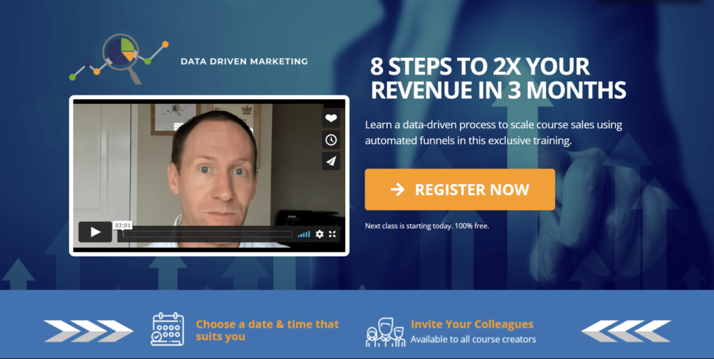 Data Driven Marketing Webinar CTA example